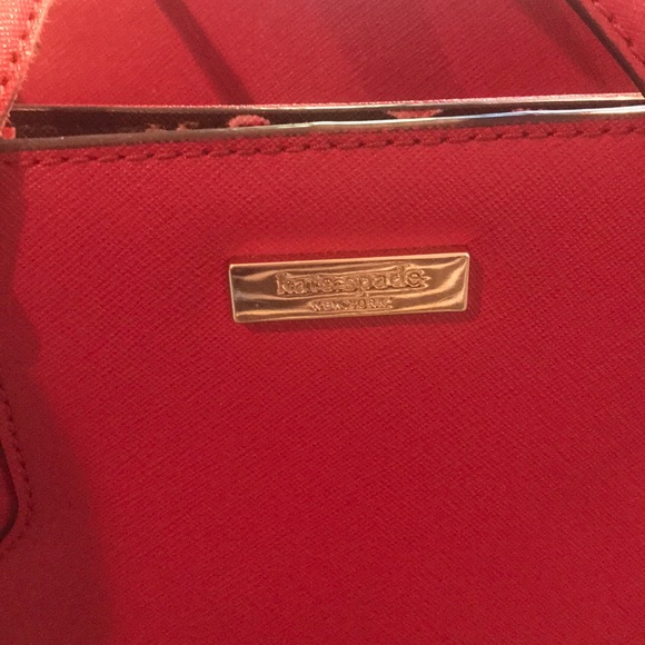 Kate Spade red purse with floral trim - Picture 2 of 6